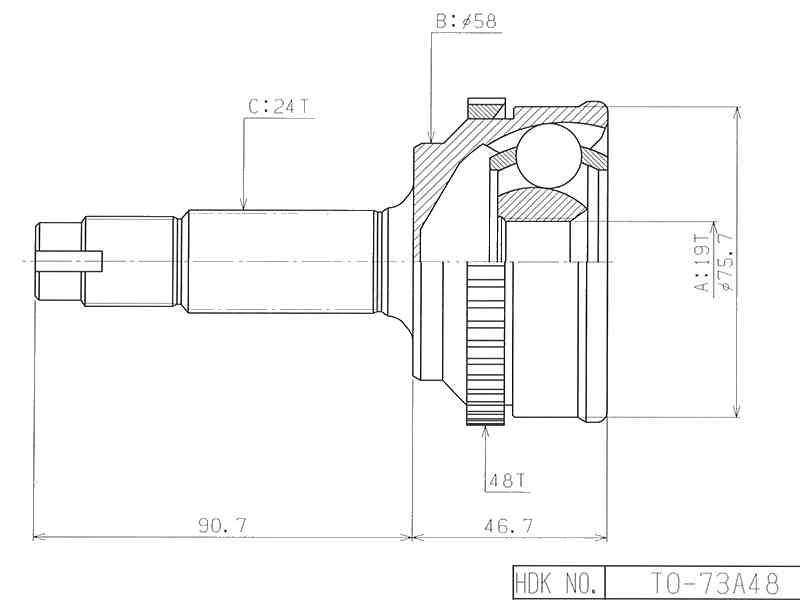 ШРУС ВНЕШНИЙ (НАРУЖНИЙ) HDK TO073A48