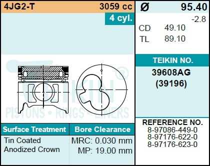ПОРШЕНЬ ДВС TEIKIN 39608AGSTD