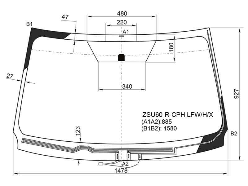 СТЕКЛО ЛОБОВОЕ XYG ZSU60RCPHLFWHX