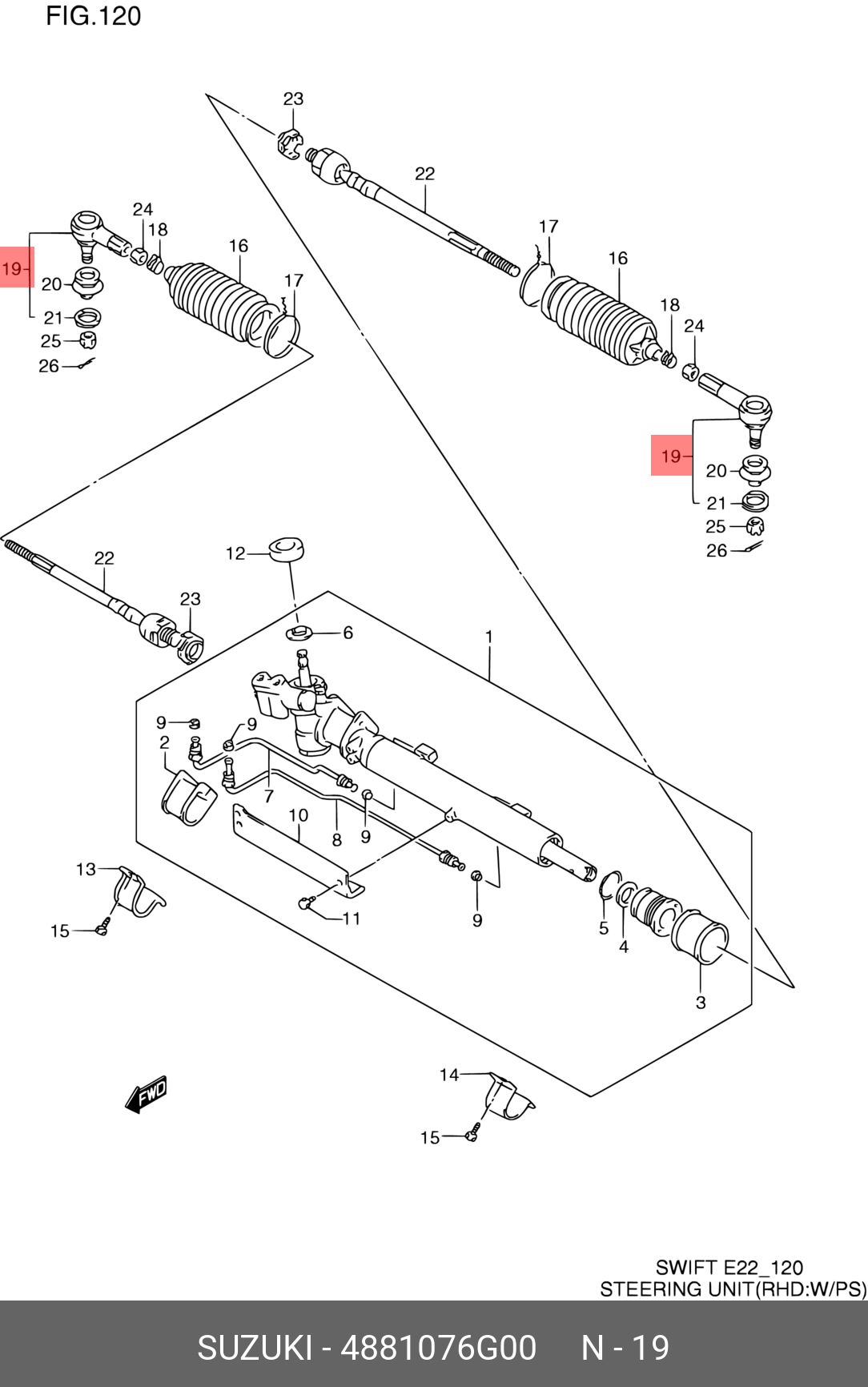 НАКОНЕЧНИК РУЛЕВОЙ SUZUKI 4881076G00