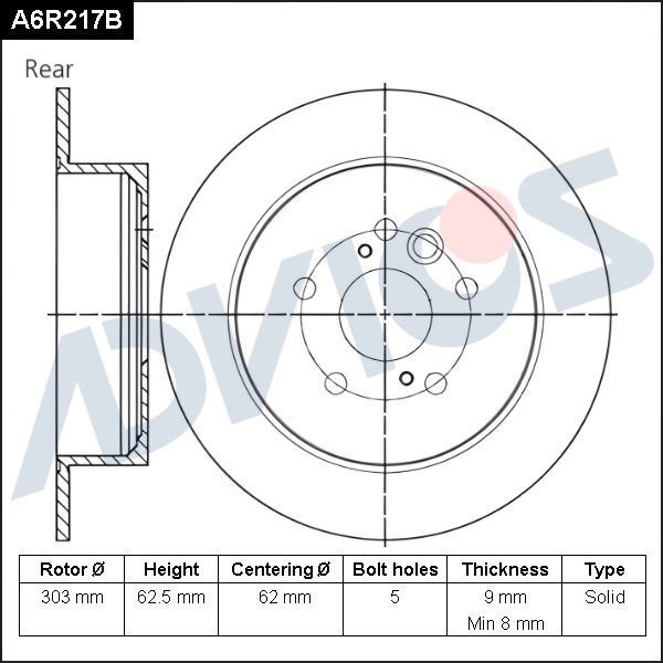 ДИСК ТОРМОЗНОЙ ADVICS A6R217B