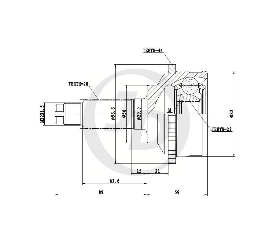 ШРУС ВНЕШНИЙ (НАРУЖНИЙ) JD JCT0165A