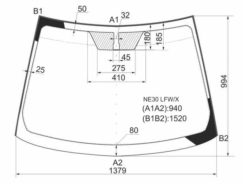 СТЕКЛО ЛОБОВОЕ XYG NE30LFWX