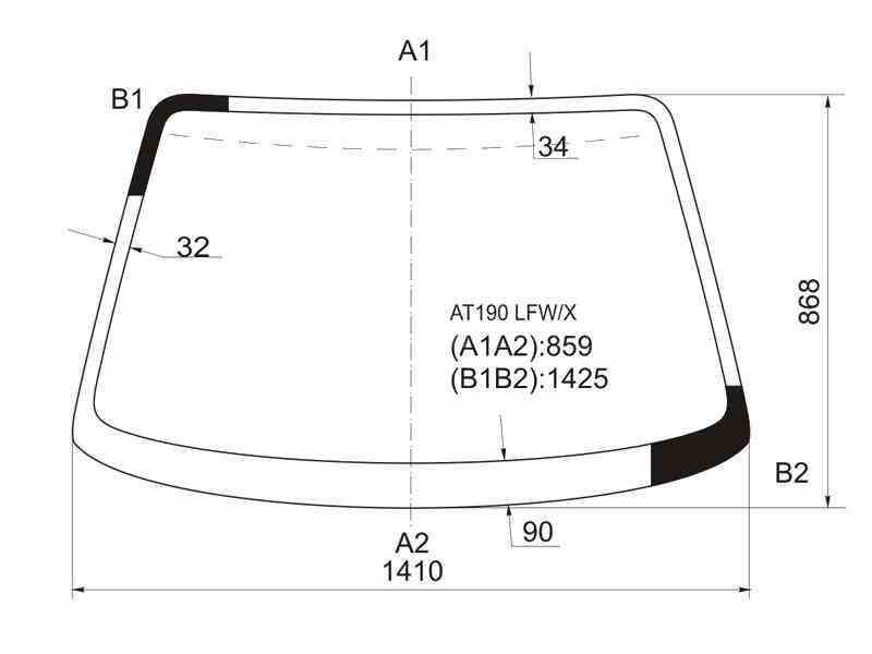 СТЕКЛО ЛОБОВОЕ XYG AT190LFWX