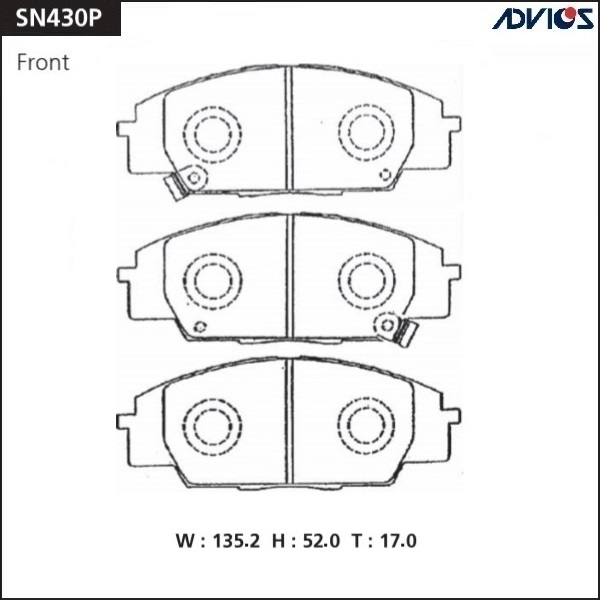 КОЛОДКИ ТОРМОЗНЫЕ ДИСКОВЫЕ ADVICS SN430P
