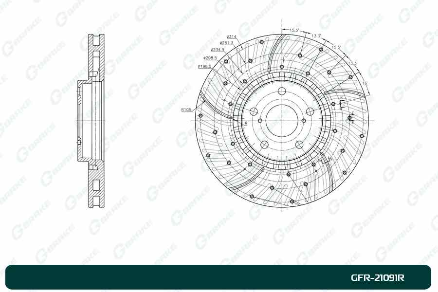 ДИСК ТОРМОЗНОЙ G-BRAKE GFR21091R