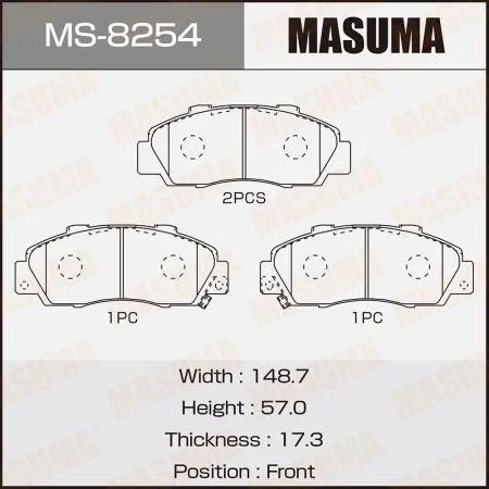 КОЛОДКИ ТОРМОЗНЫЕ ДИСКОВЫЕ MASUMA MS8254
