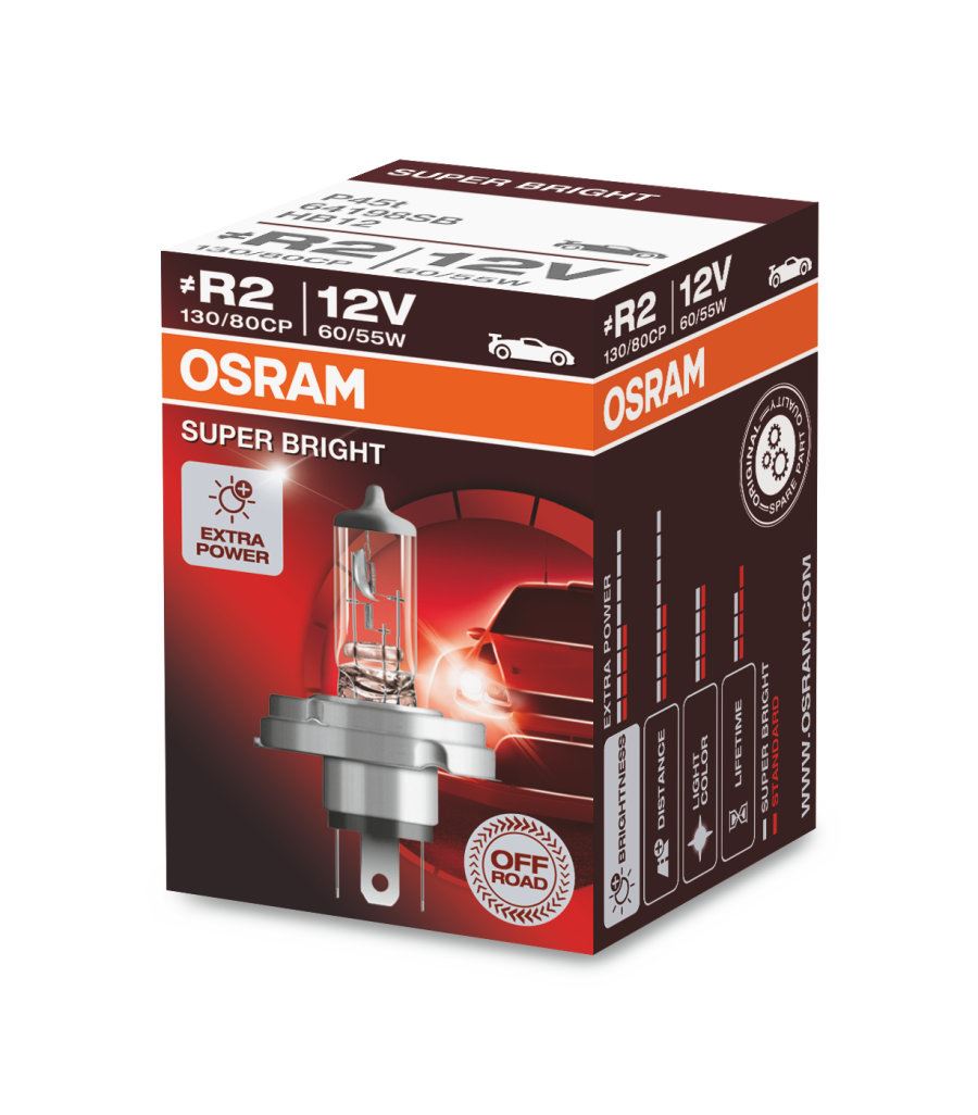 ЛАМПОЧКА OSRAM 62204SBP H4 12V 100/90WВт. P43t-38