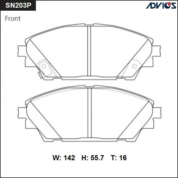 КОЛОДКИ ТОРМОЗНЫЕ ДИСКОВЫЕ ADVICS SN203P