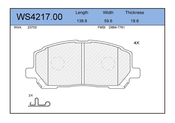 КОЛОДКИ ТОРМОЗНЫЕ ДИСКОВЫЕ JEENICE WS421700