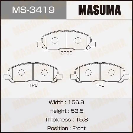 КОЛОДКИ ТОРМОЗНЫЕ ДИСКОВЫЕ MASUMA MS3419
