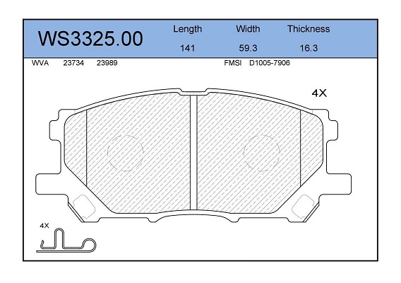 КОЛОДКИ ТОРМОЗНЫЕ ДИСКОВЫЕ JEENICE WS332500