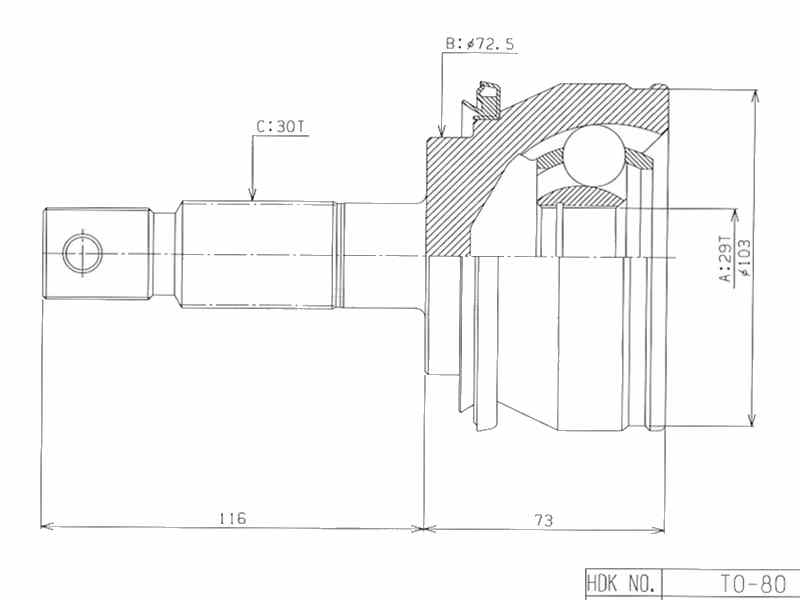 ШРУС ВНЕШНИЙ (НАРУЖНИЙ) HDK TO80