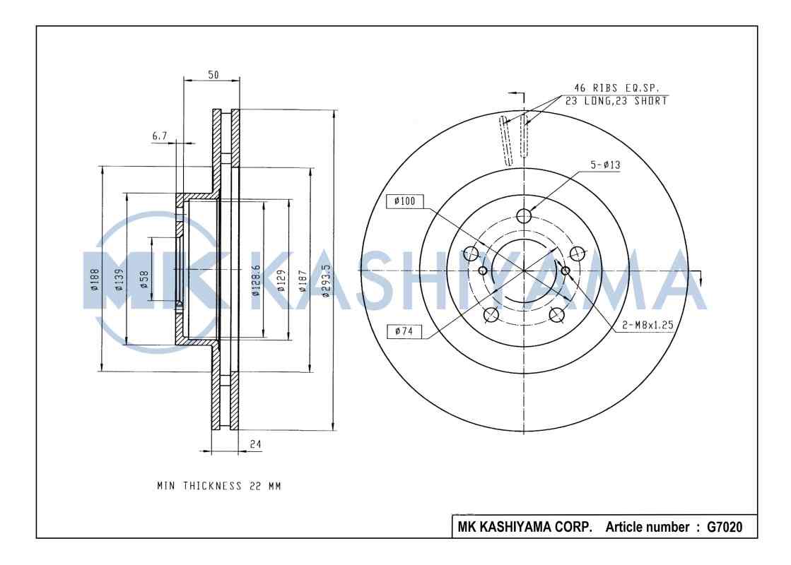 ДИСК ТОРМОЗНОЙ KASHIYAMA G7020