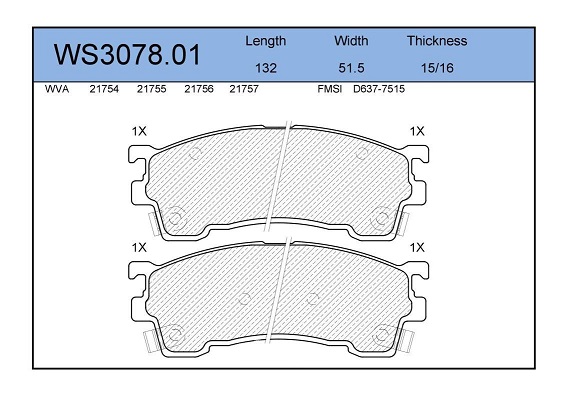 КОЛОДКИ ТОРМОЗНЫЕ ДИСКОВЫЕ JEENICE WS307801