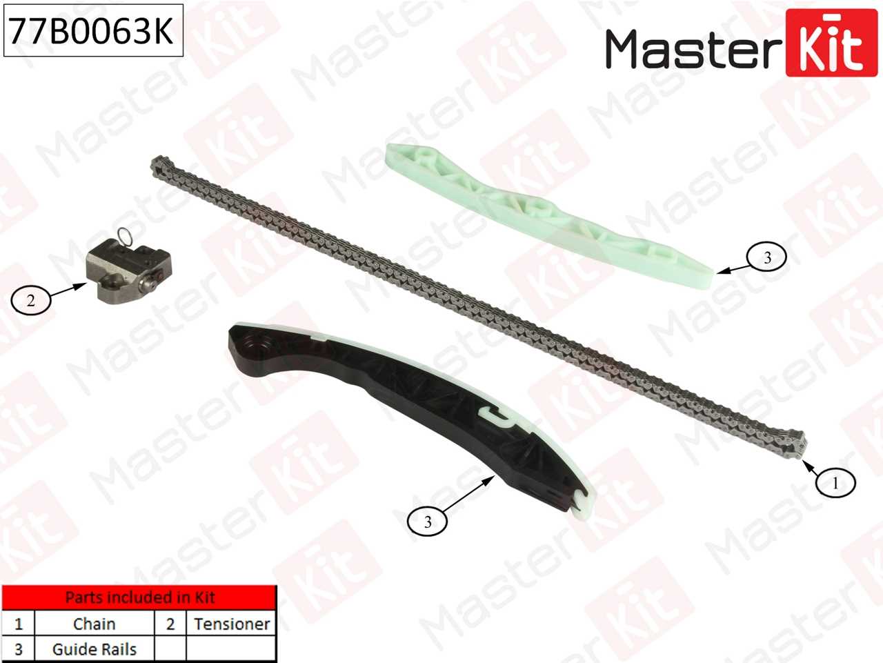 РЕМКОМПЛЕКТ ЦЕПИ ГРМ MASTERKIT 77B0063K