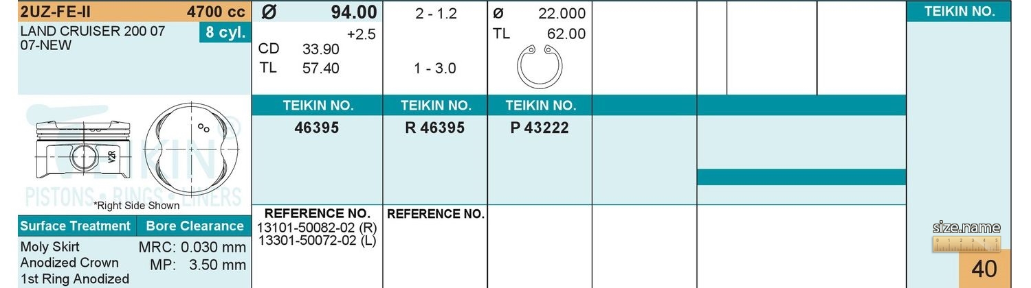 ПОРШЕНЬ ДВС TEIKIN 46395STD
