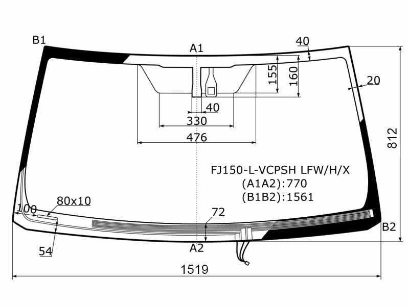 СТЕКЛО ЛОБОВОЕ XYG FJ150LVCPSHLFWHX