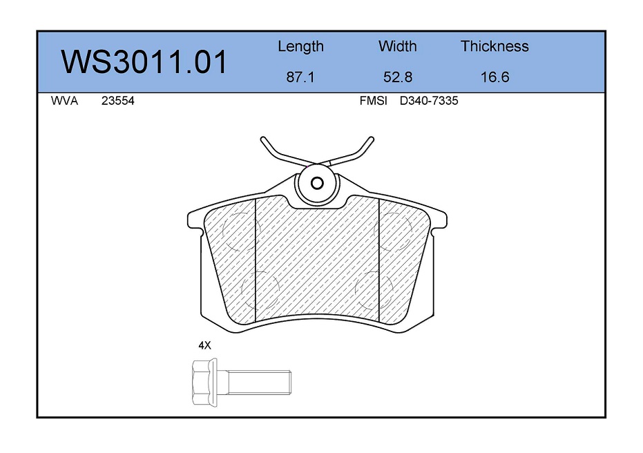 КОЛОДКИ ТОРМОЗНЫЕ ДИСКОВЫЕ JEENICE WS301101