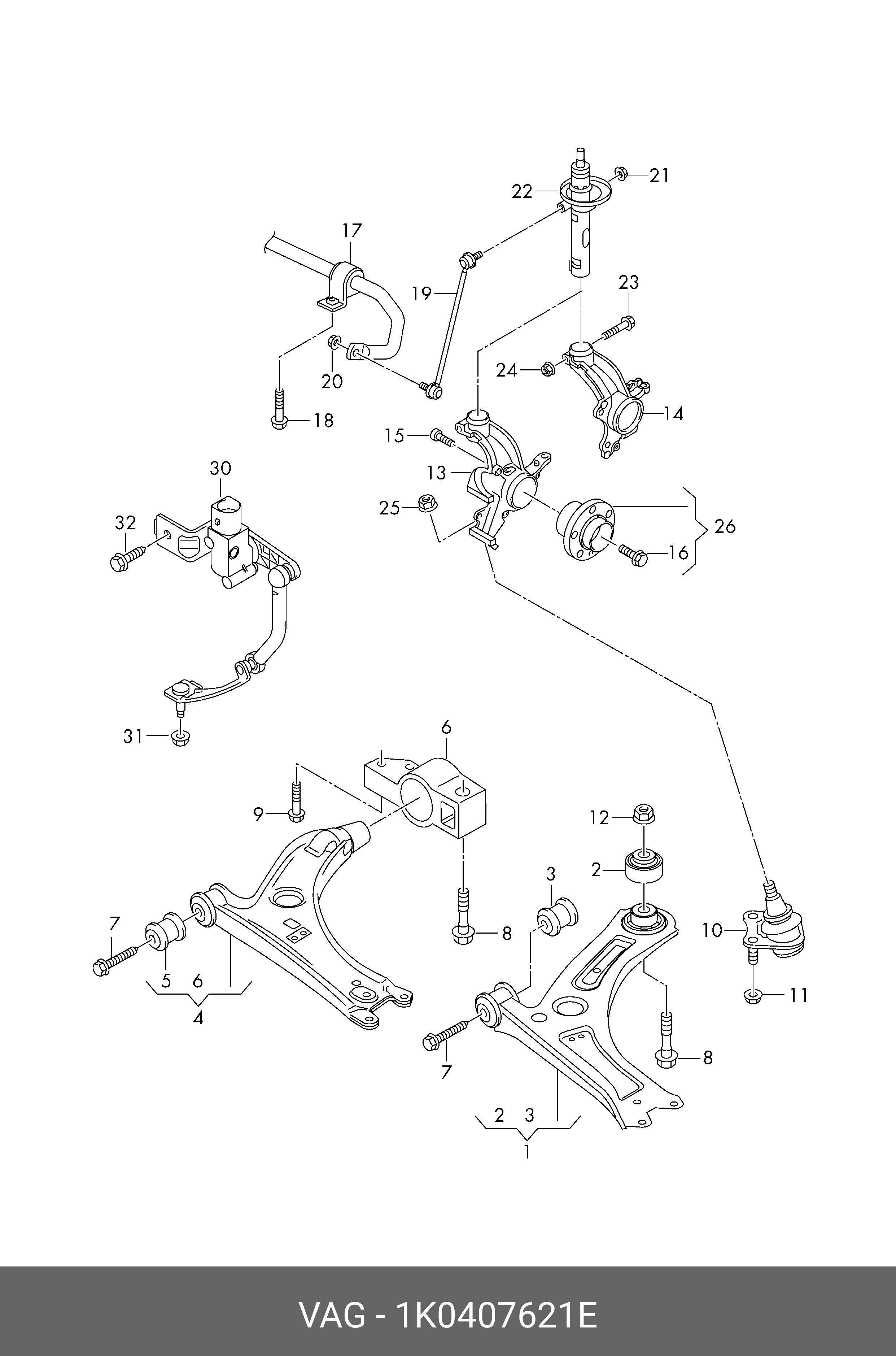 ПОДШИПНИК СТУПИЦЫ (КОМПЛЕКТ) VAG 1K0407621E