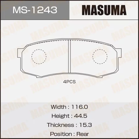 КОЛОДКИ ТОРМОЗНЫЕ ДИСКОВЫЕ MASUMA MS1243