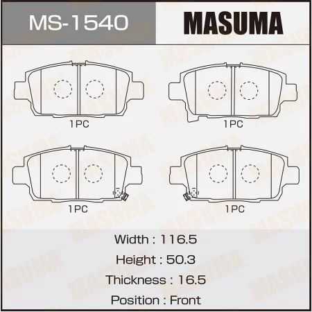 КОЛОДКИ ТОРМОЗНЫЕ ДИСКОВЫЕ MASUMA MS1540