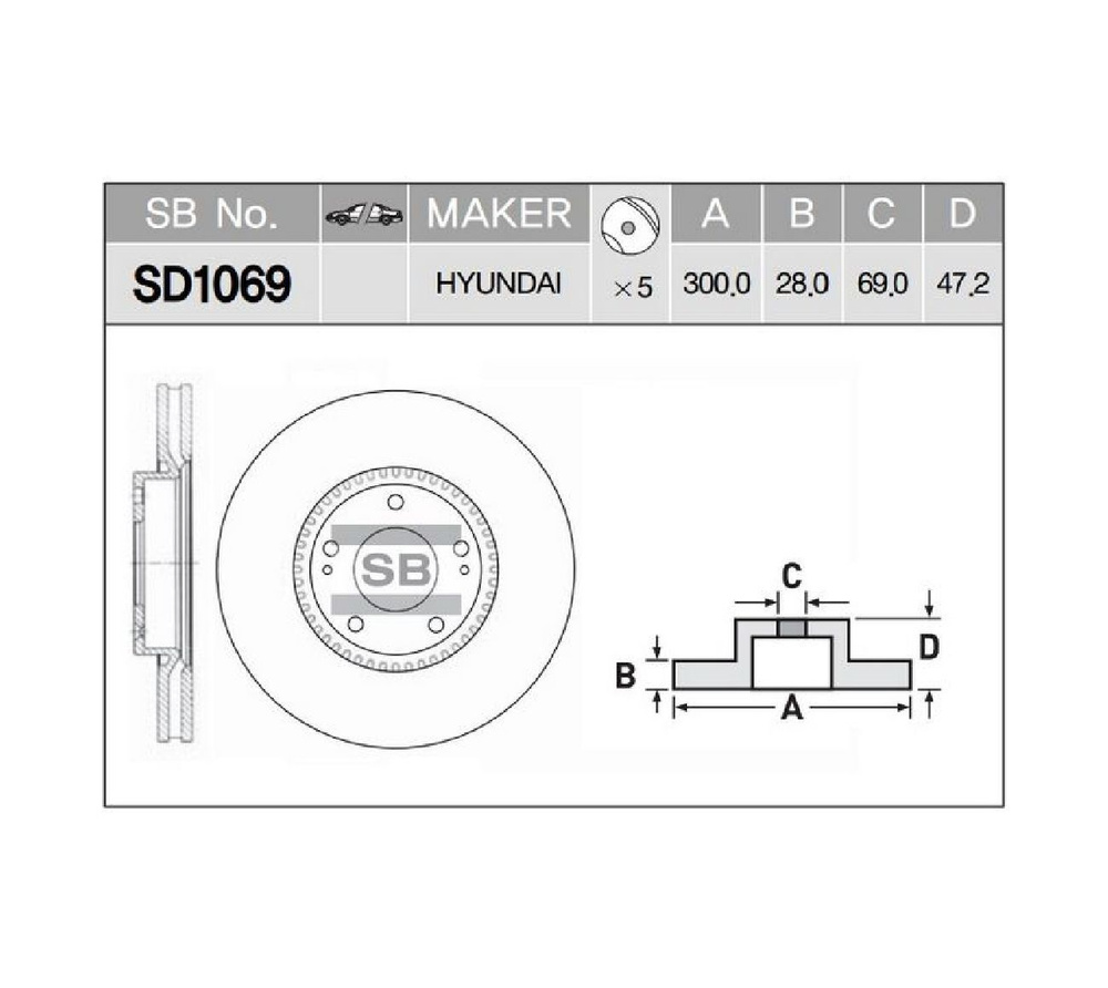 ДИСК ТОРМОЗНОЙ SANGSIN BRAKE SD1069