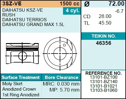 ПОРШЕНЬ ДВС TEIKIN 46356050