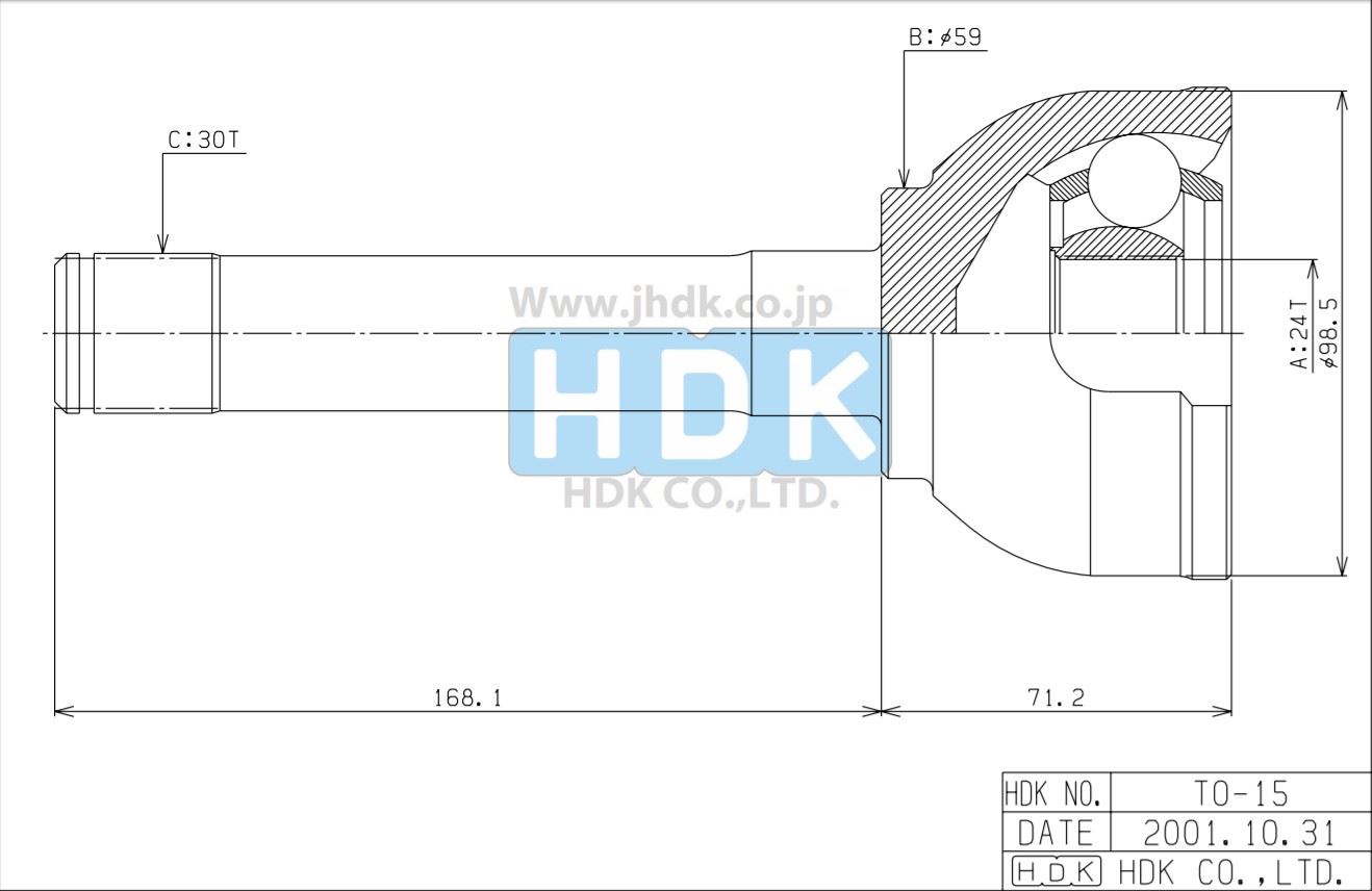 ШРУС ВНЕШНИЙ (НАРУЖНИЙ) HDK TOE015A