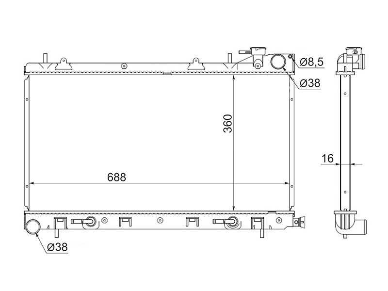 РАДИАТОР СИСТЕМЫ ОХЛАЖДЕНИЯ ДВС SAT SB0001SG9