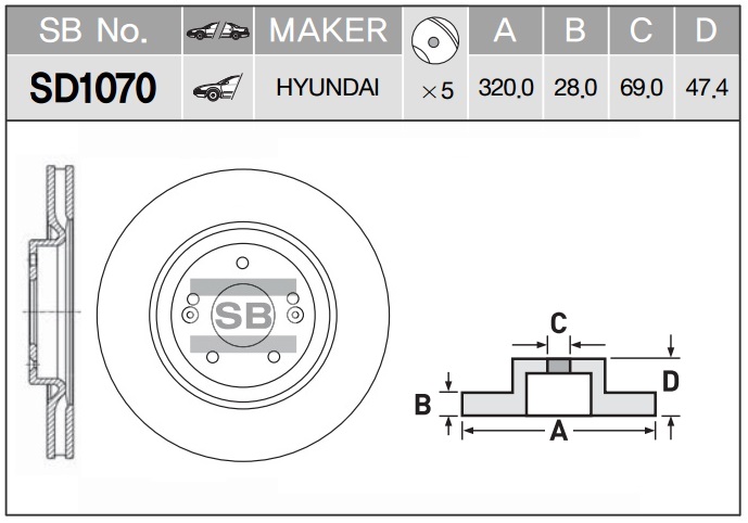 ДИСК ТОРМОЗНОЙ SANGSIN BRAKE SD1070