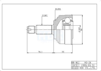 ШРУС ВНЕШНИЙ (НАРУЖНИЙ) HDK HOE024