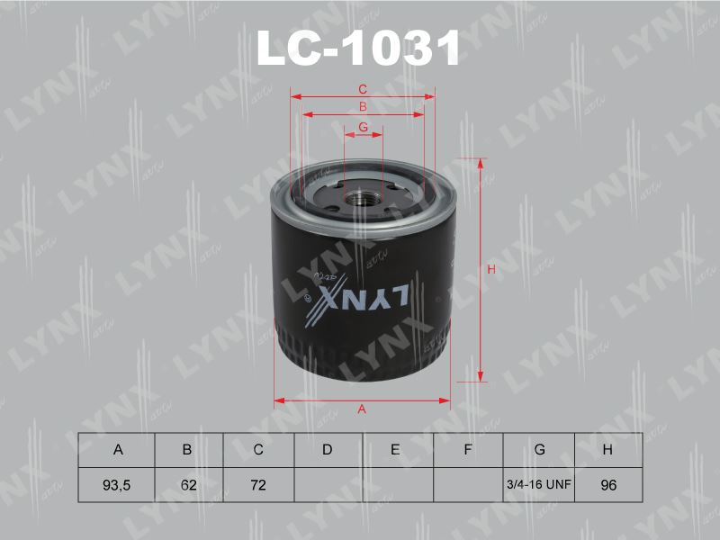 ФИЛЬТР МАСЛЯНЫЙ LYNXauto LC1031