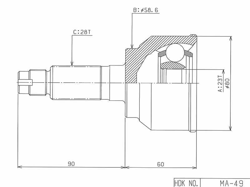 ШРУС ВНЕШНИЙ (НАРУЖНИЙ) HDK MA049
