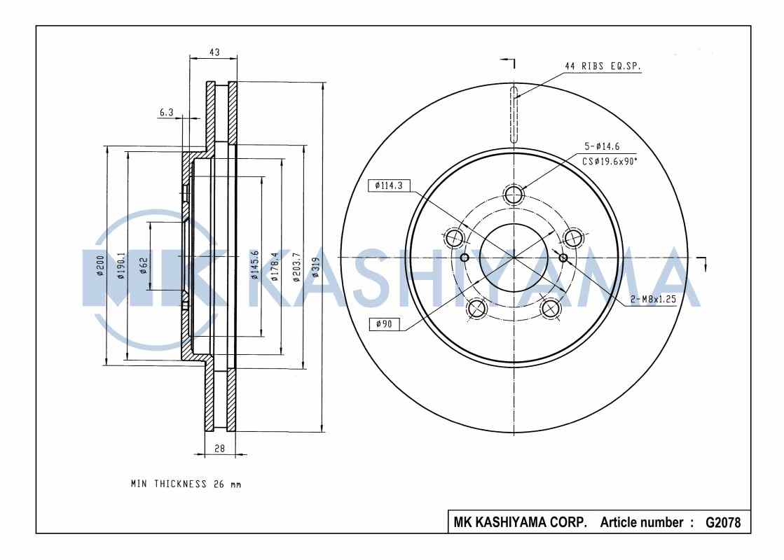 ДИСК ТОРМОЗНОЙ KASHIYAMA G2078