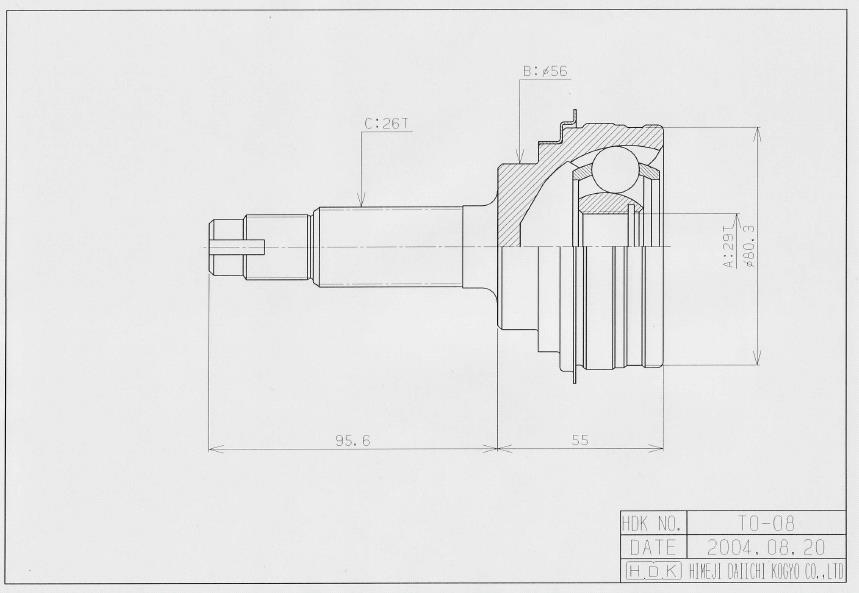 ШРУС ВНЕШНИЙ (НАРУЖНИЙ) HDK TO008
