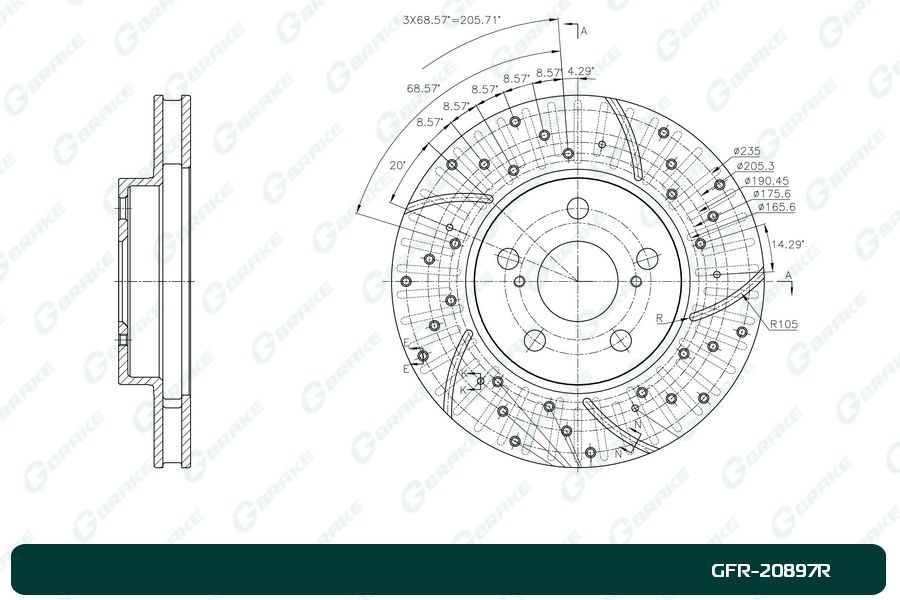 ДИСК ТОРМОЗНОЙ G-BRAKE GFR20897R