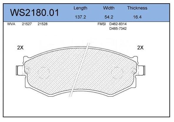 КОЛОДКИ ТОРМОЗНЫЕ ДИСКОВЫЕ JEENICE WS218001