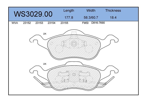 КОЛОДКИ ТОРМОЗНЫЕ ДИСКОВЫЕ JEENICE WS302900