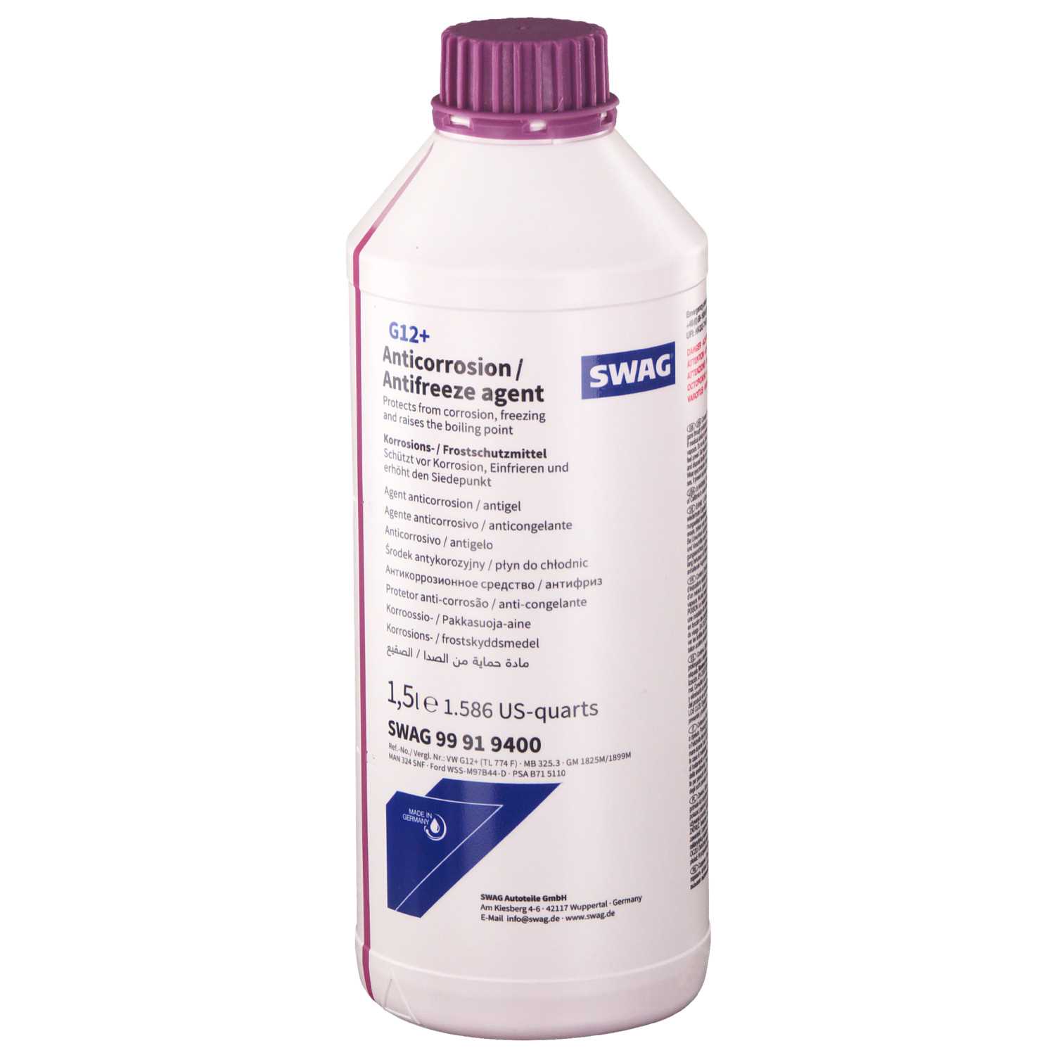 АНТИФРИЗ SWAG 99919400 G12+ Фиолетовый 1,5 л.