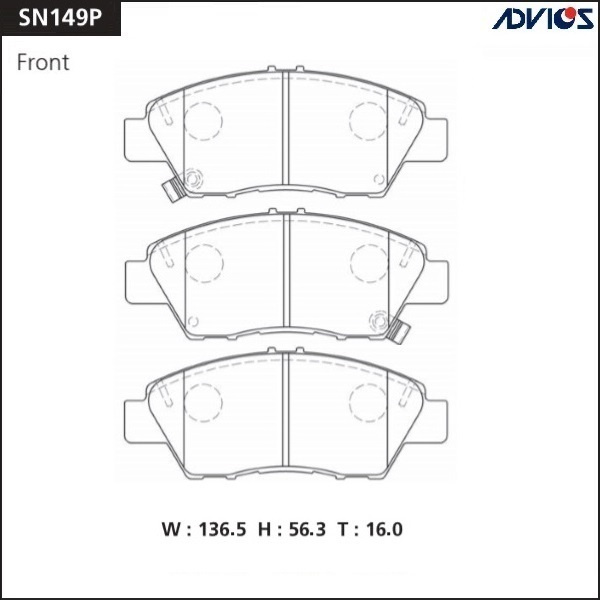 КОЛОДКИ ТОРМОЗНЫЕ ДИСКОВЫЕ ADVICS SN149P