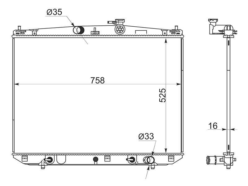 РАДИАТОР СИСТЕМЫ ОХЛАЖДЕНИЯ ДВС SAT TY0003GSU55