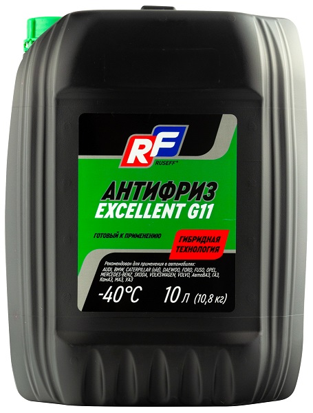 АНТИФРИЗ RUSEFF 17343N ANTIFREEZE EXCELLENT G11 Зеленый 10 л.