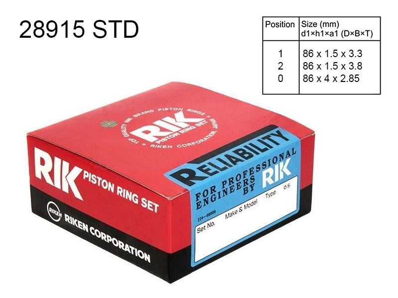 КОЛЬЦА ПОРШНЕВЫЕ RIKEN 28915STD