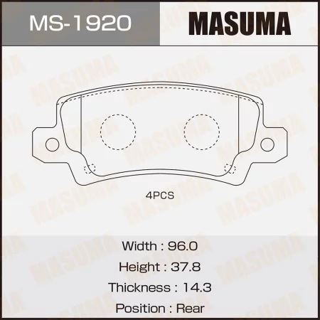 КОЛОДКИ ТОРМОЗНЫЕ ДИСКОВЫЕ MASUMA MS1920