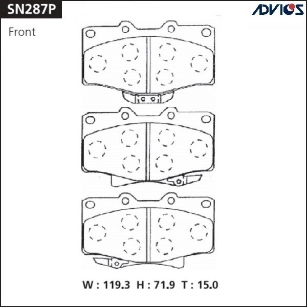КОЛОДКИ ТОРМОЗНЫЕ ДИСКОВЫЕ ADVICS SN287P