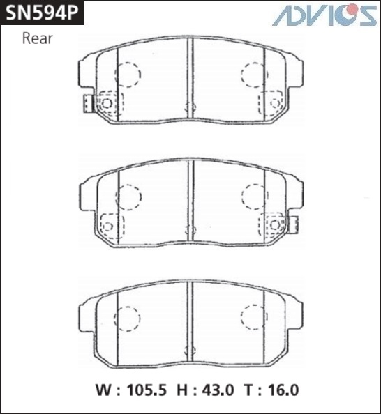 КОЛОДКИ ТОРМОЗНЫЕ ДИСКОВЫЕ ADVICS SN594P
