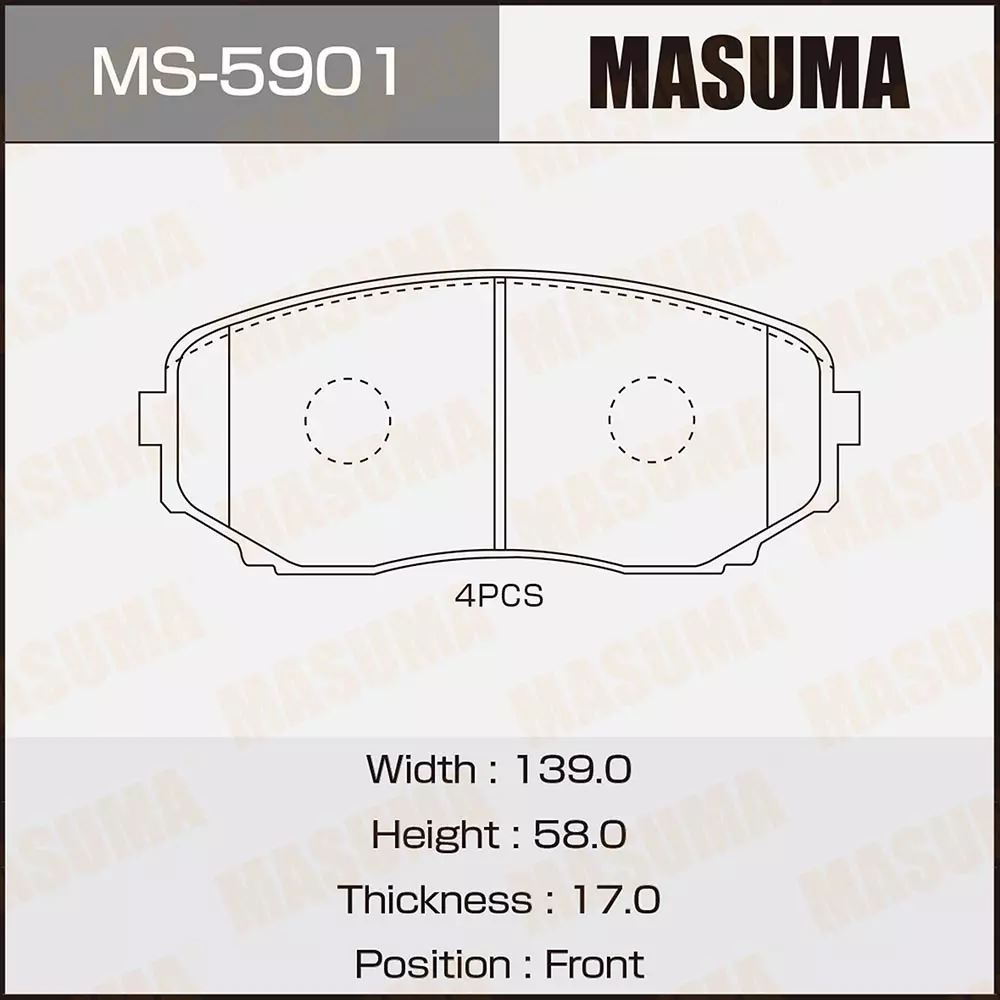 КОЛОДКИ ТОРМОЗНЫЕ ДИСКОВЫЕ MASUMA MS5901