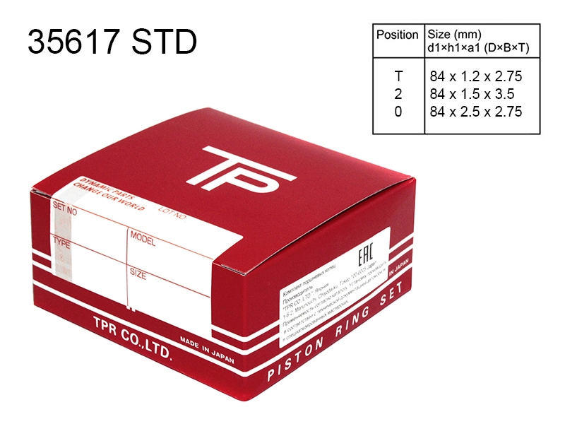 КОЛЬЦА ПОРШНЕВЫЕ TPR 35617STD