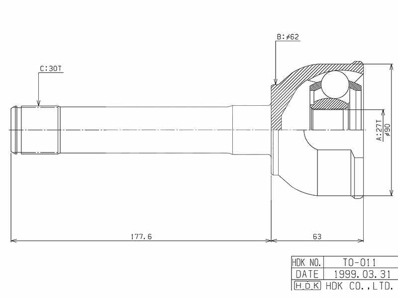 ШРУС ВНУТРЕННИЙ HDK TO011